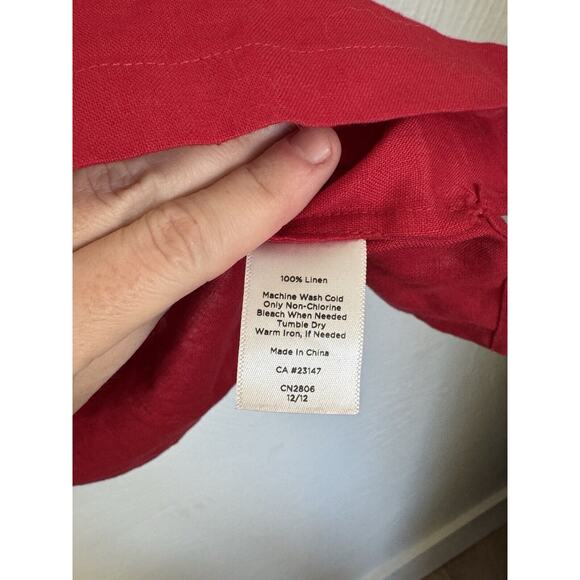 Talbots 100% Linen Tunic Shirt Popover Red Womens‎ Size Medium Resort Beach - Picture 4 of 8